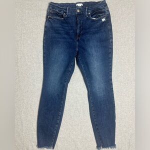 Good American Good Legs Skinny Stretch Raw Hem Darkwash Designer Jeans Plus 16